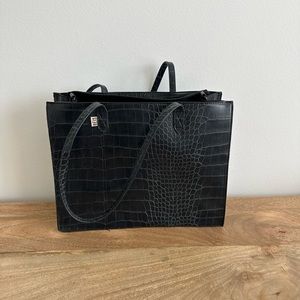 COPY - Beis Work Tote in Black Croc